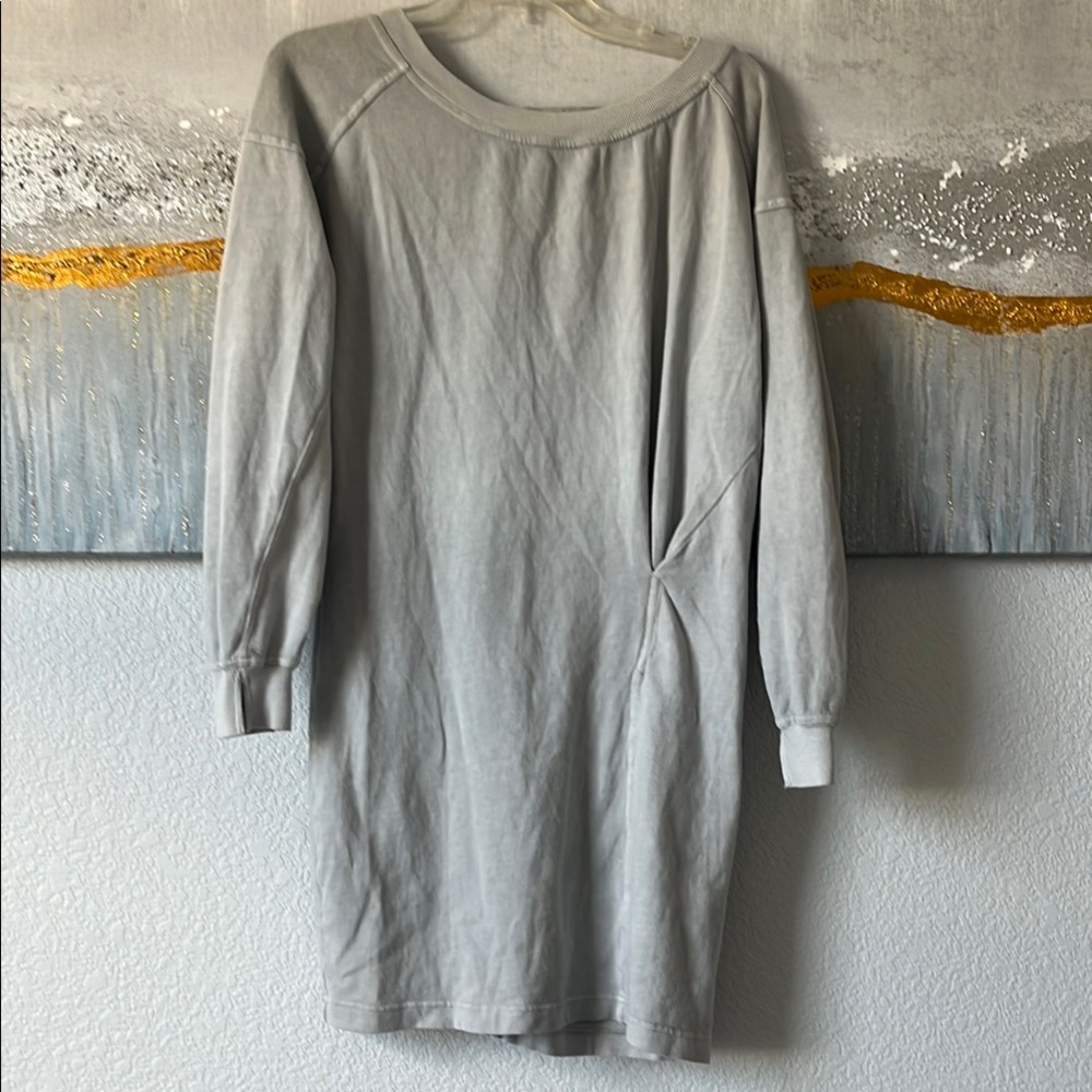 Gray Casual Dolman Sleeve Sweater Dress